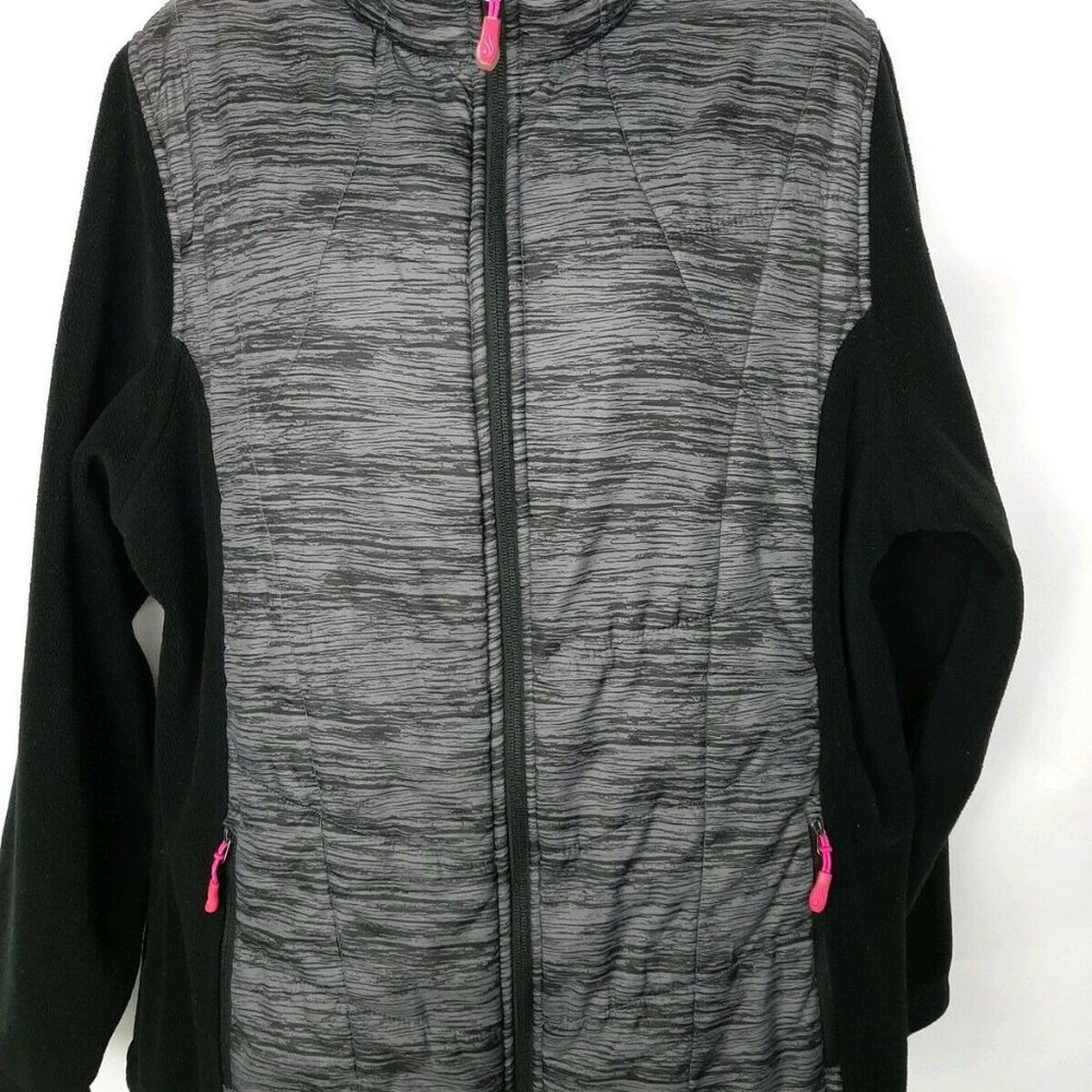 Gray & Black Zip Up Fleece  Jacket Sz L